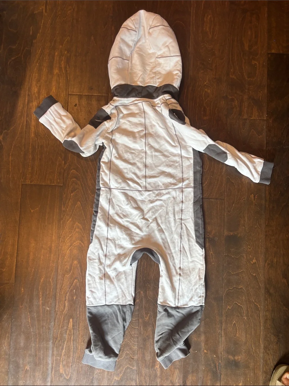 Kid 5T SPACE X Hooded Gray Zip-Front One-Piece Footie